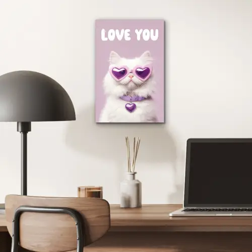 Kat - Love - Paars - Valentijn aluminium wit klein -sfeer5