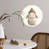 Konijn - Muts - Oren - Beige Wandcirkel behangsticker klein -sfeer3
