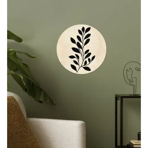 Minimalistisch - Tak - Bladeren - Zwart Wandcirkel behangsticker klein -sfeer2