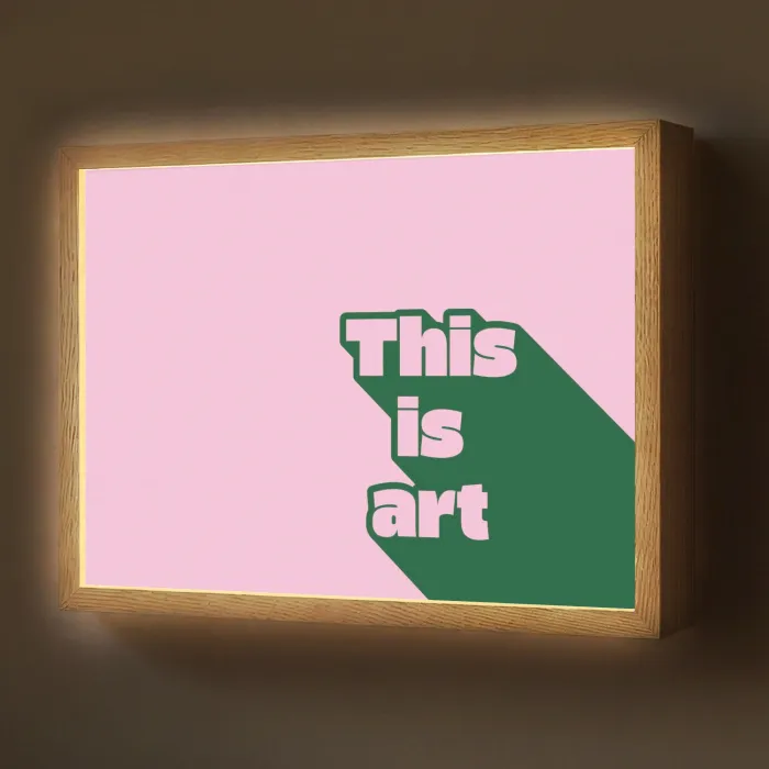 Groen - Teskt - This is art - Roze Light Box met batterij (Wandlamp) middel -z3d_website