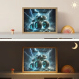 Monstertruck - Bliksem - Blauw - Jongens - Auto Light Box met batterij (Wandlamp kind) middel -sfeer3_kind