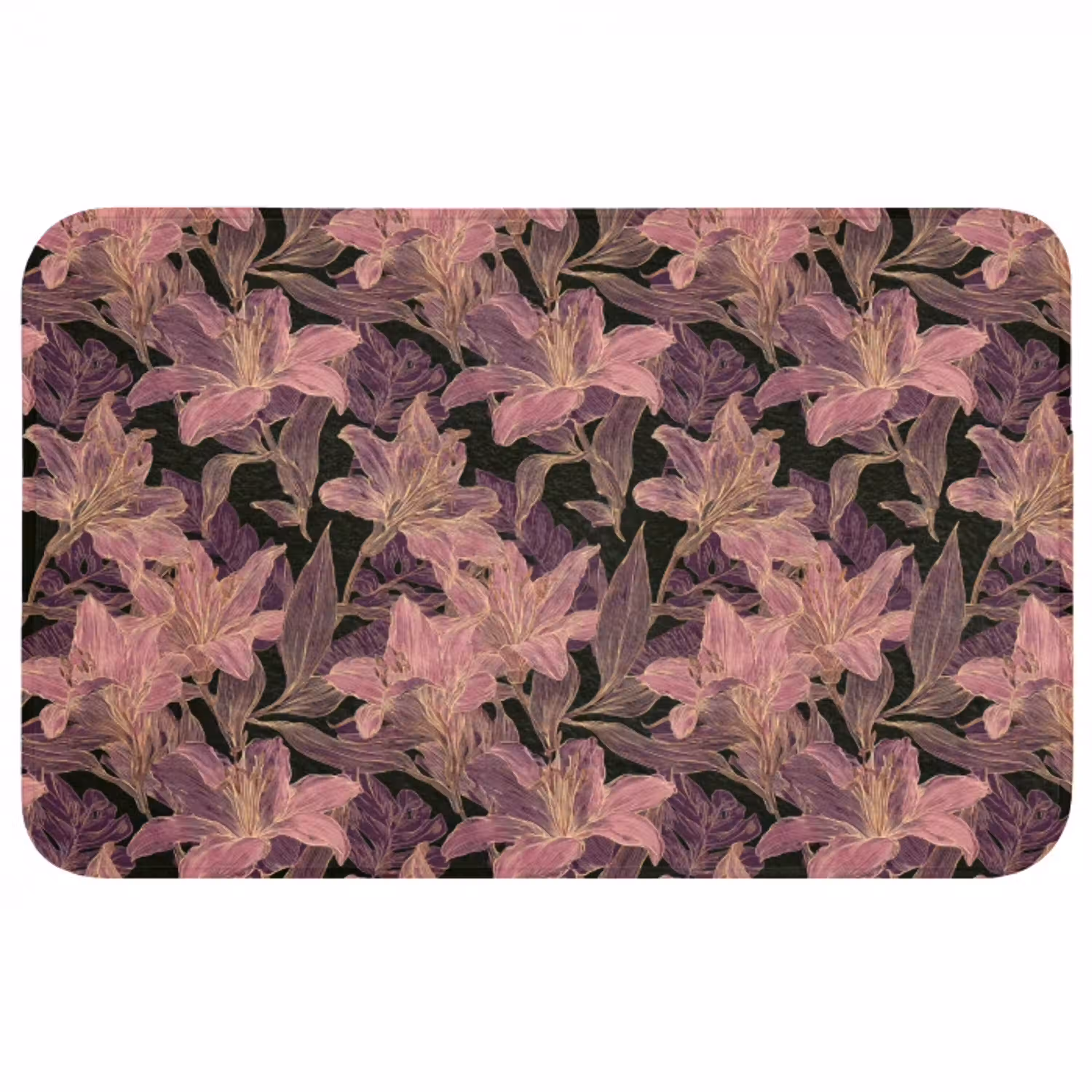 Lelies - Patroon - Paars - Goud Badmat middel 997 -3d