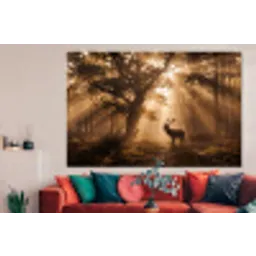 Hert - Bos - Mistig - Natuur - Goud forex 5mm xxl -woonkamer