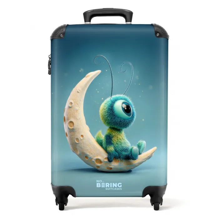 Blauwe monster op de maan NBS - Handbagage koffer - Kinderen Unisex middel -productfoto_recht
