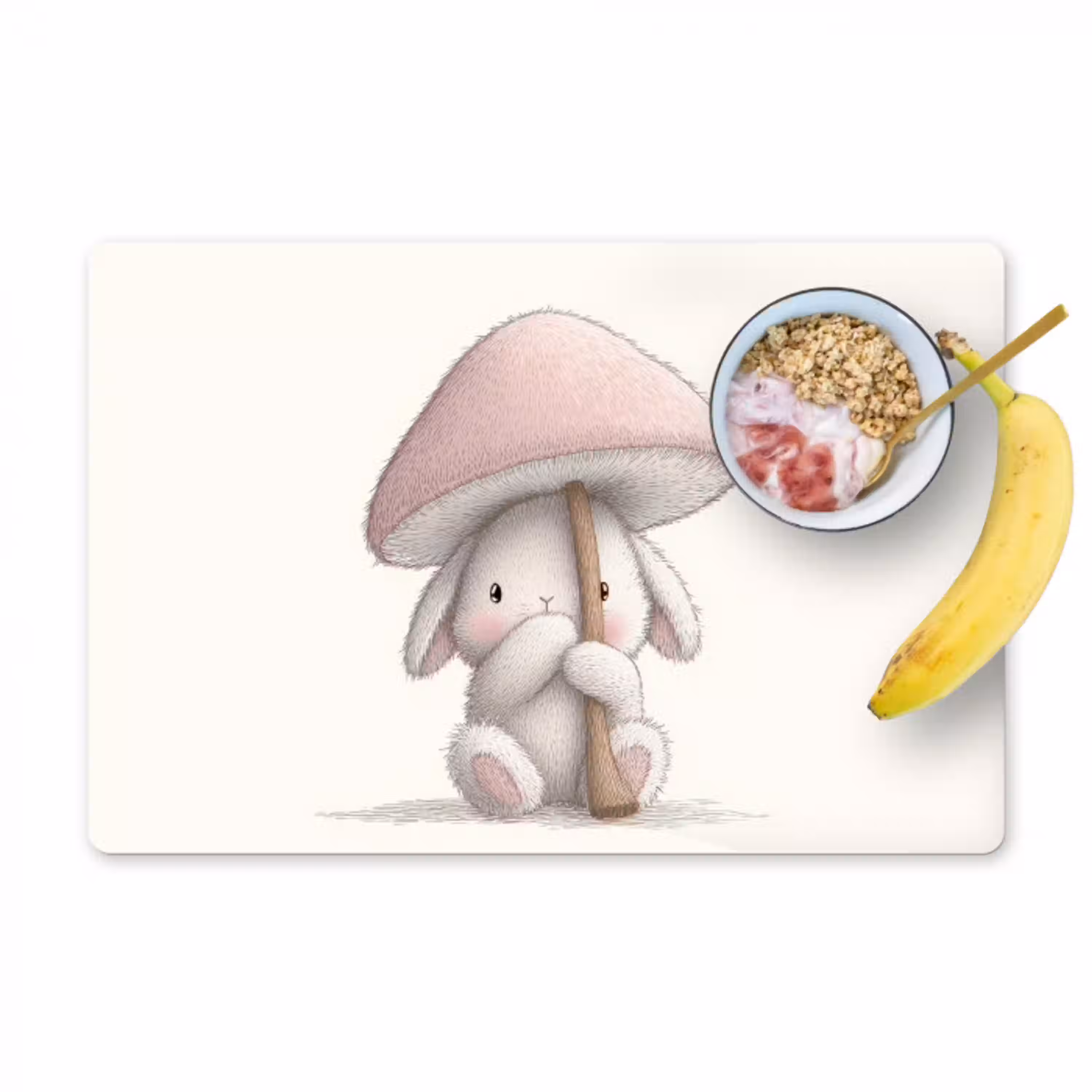 Paddenstoel - Konijn - Roze Placemat vinyl groot -zzzproduct_Kitchenyeah-website