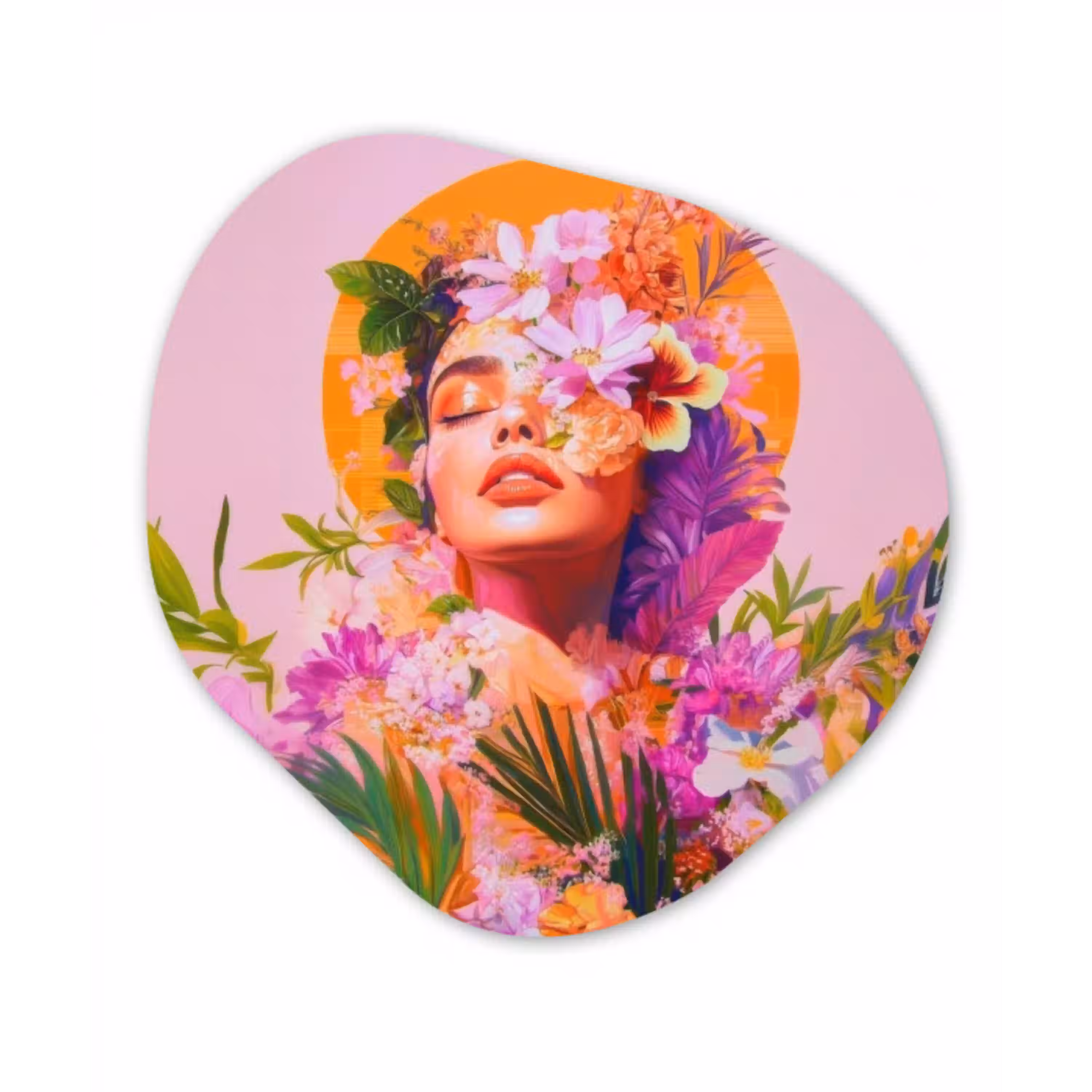 Vrouw - Abstract - Cirkel - Bloemen Wandcirkel Organisch Forex 3mm klein -3d