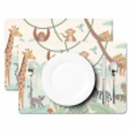 Jungle - Dieren - Groen Placemat vinyl groot -zzsfeer2_Kitchenyeah-website