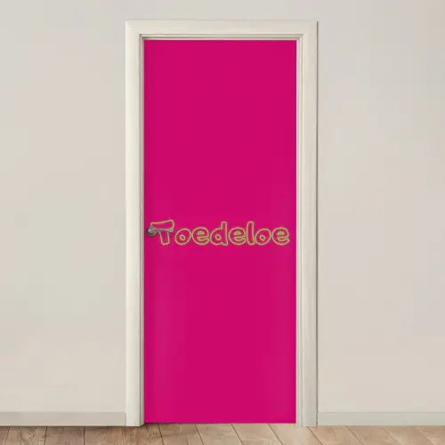 Toedeloe - Groen - Roze deurposter klein -3d_beige