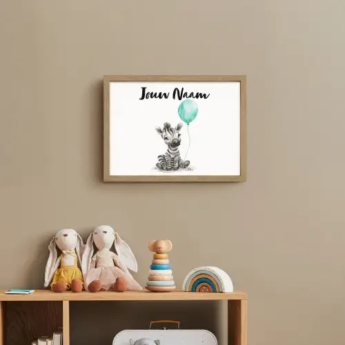 Zebra - Baby dier - Blauwe ballon Light Box met batterij (Wandlamp kind) middel -sfeer2_kind