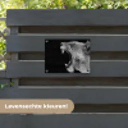 Dieren - Leeuw - Zwart - Wit - Portret tuinposter los doek klein -sfeer3