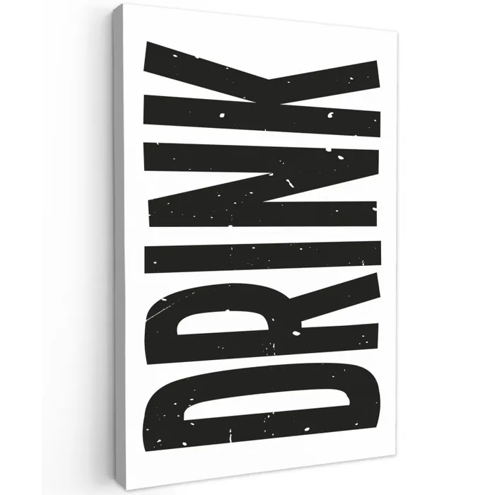 Drink - Zwart - Wit - Decoratie canvas 2cm klein -z3d
