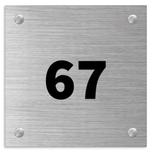 RVS - Metaal - Traditioneel Naambord geborsteld aluminium Vierkant middel -3d