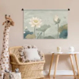 Lotus - Bloemen - Groen Wandkleed katoen middel -wsfeer5_kind