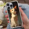 Kat - Geschilderd - Artistiek - Wit Hoesje iPhone 16 Pro Max met koord klein -sfeer3