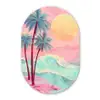 Palmbomen - Golven - Zee Wandcirkel Ovaal Glas middel -3d