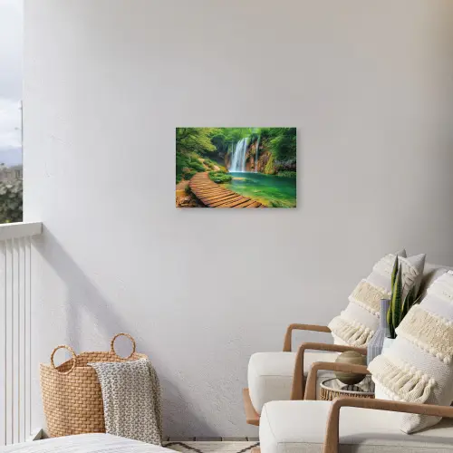 Boswaterval met Houten Pad Tuinposter op houten frame 2 cm dik klein -sfeer1