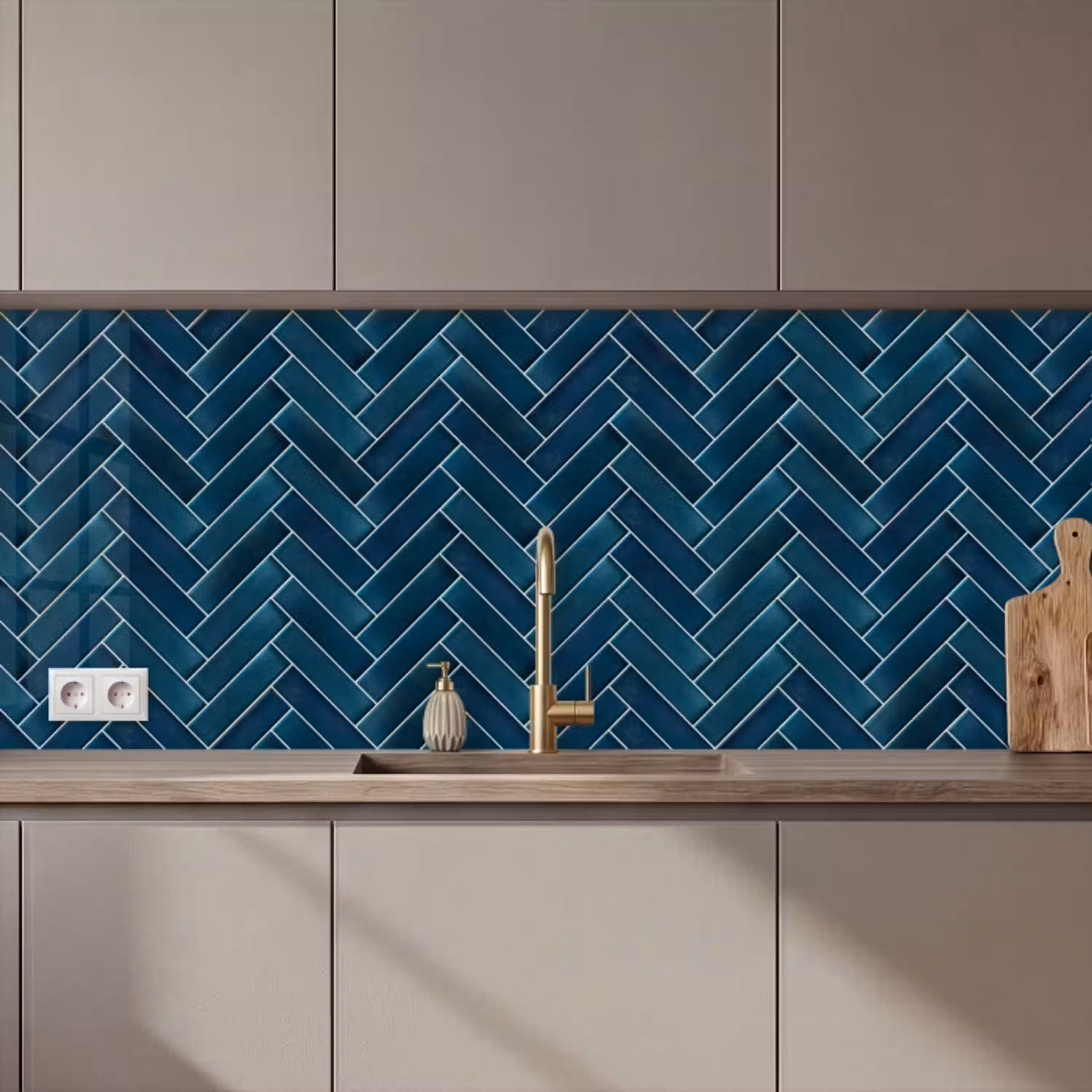 Visgraatmotief - Tegels - Diepblauw keuken achterwand 2 middel 871 zz_3dshopping