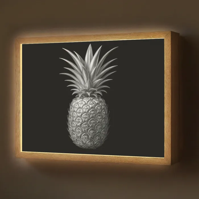 Ananas - Gedetailleerd - Bladeren Light Box met batterij (Wandlamp) middel -z3d_website