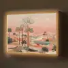 Roze landschap - Palmen - Water Light Box met batterij (Wandlamp) middel -z3d_website