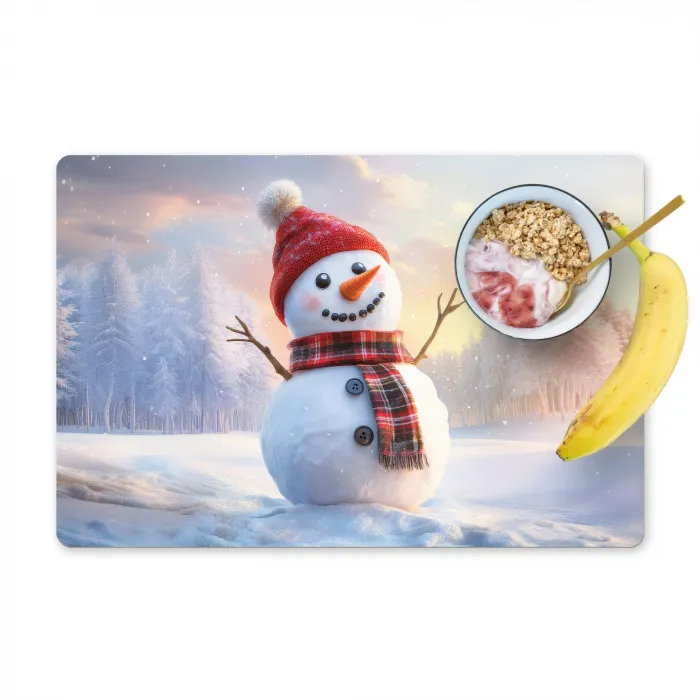 Sneeuwpop - Zonsondergang - Wit Placemat vinyl groot -zzzproduct_Kitchenyeah-website