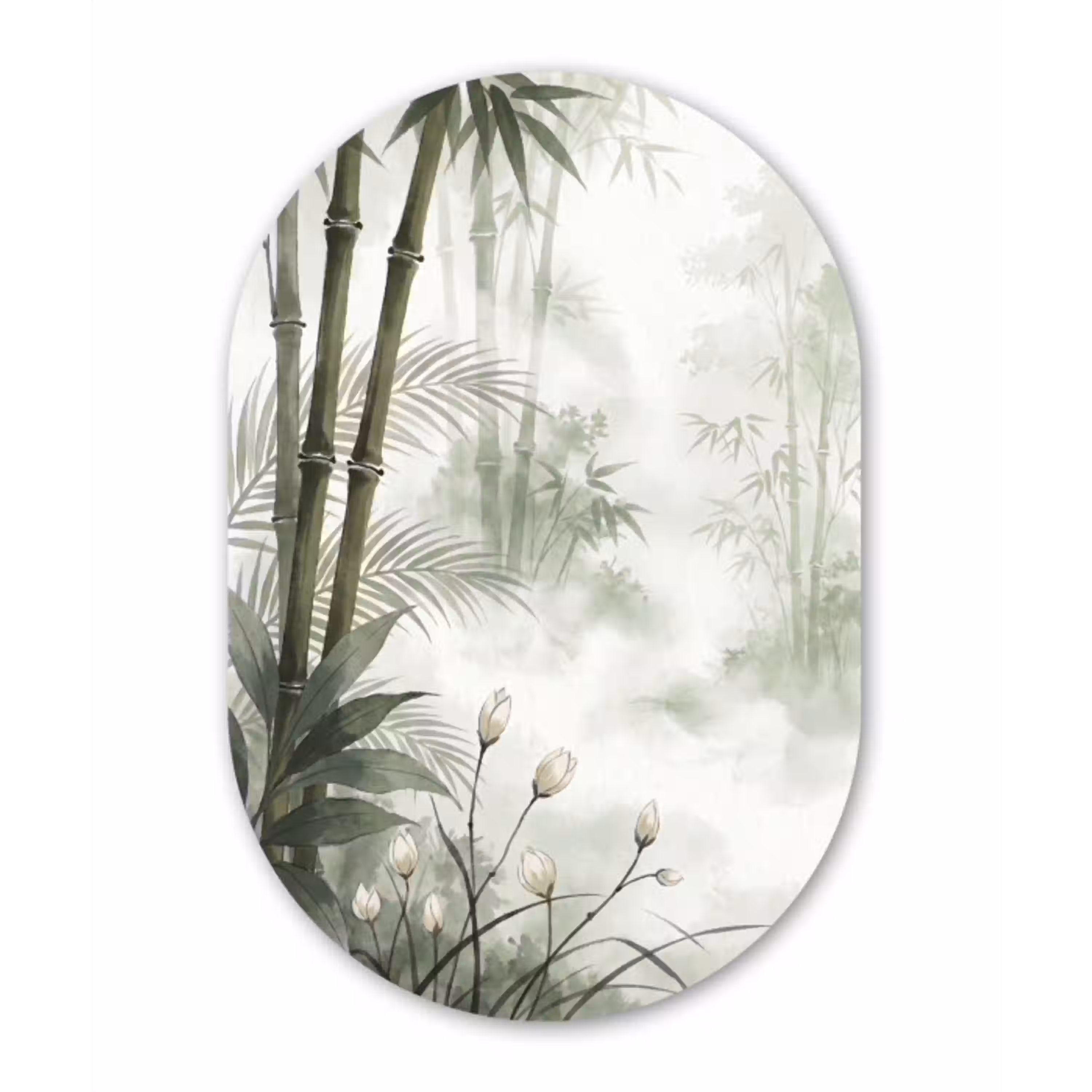 Bloemen - Knop - Tuin - Illustratie - Wit Wandcirkel Ovaal Aluminium middel -3d