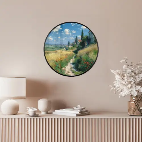 Zandpad - Huis - Bomen - Grasveld Fotolijst rond zonder passe partout klein -sfeer3