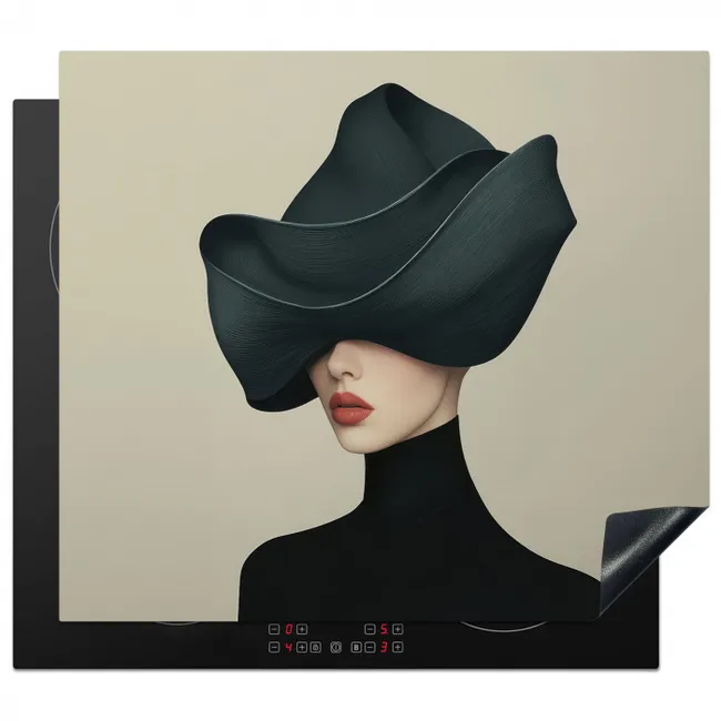 Vrouw - Groen - Hoed Inductie beschermer vinyl 3mm middel -3d