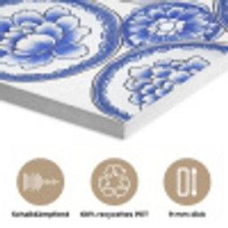 Cirkels - Bloemen - Blauw PET vilt klein 837 -closeup_DE
