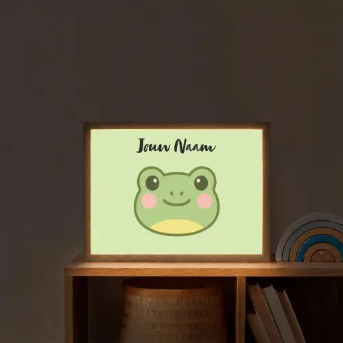 Kikker - Groen - Gezichtje Light Box met batterij (Wandlamp kind) middel -sfeer1_kind
