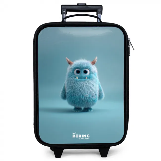 Kinderkoffer - Blauw pluizig monster met hoorns
