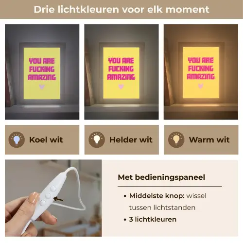 Geel - Valentijn - Tekst Light Box met kabel (Wandlamp) klein -USP_lichtkleurNL