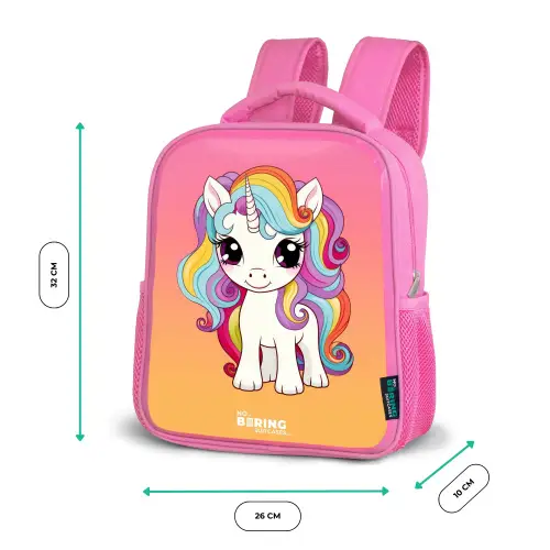Kleine eenhoorn met regenboog kleuren Kinderrugzak - Roze middel -productfoto_formaten