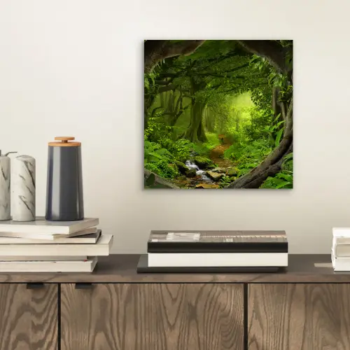 Jungle - Groen - Natuur - Tropisch - Planten aluminium wit klein -sfeer1