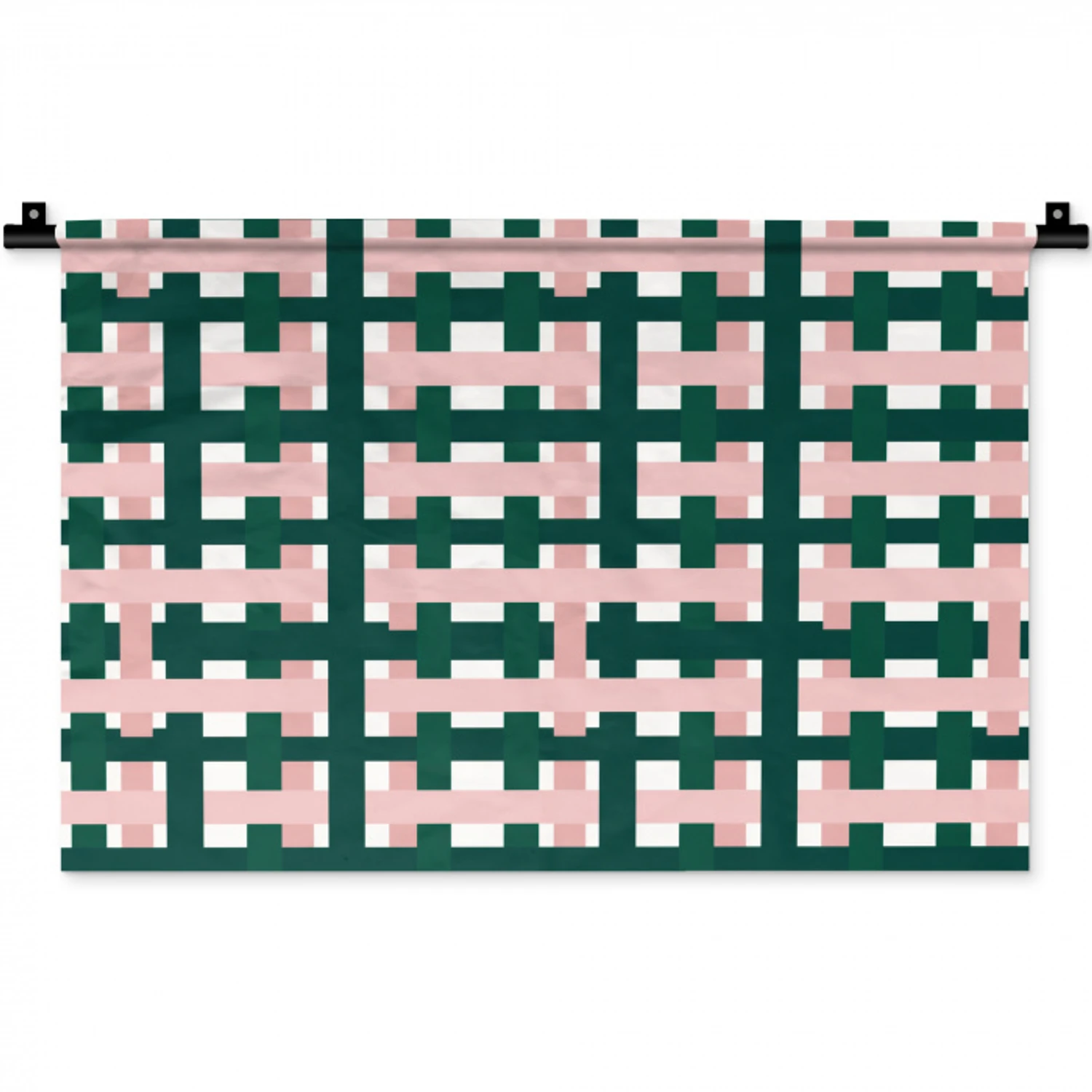 Vlechtpatroon - Groen - Roze - Grafisch Wandkleed katoen klein 269 -zz3d