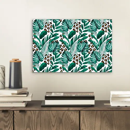Dierenprint - Panter - Bladeren - Tropisch - Jungle aluminium wit klein -sfeer1