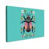 Kever - Bloemmotieven - Turquoise - Bladeren canvas 2cm klein -z3d