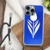 Tulp - Minimalistisch - Bladeren - Wit Hoesje iPhone 16 Pro Max met koord klein -sfeer4