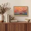 Zee - Boot - Wolken - Oranje Light Box met kabel (Tafellamp) klein -sfeer2