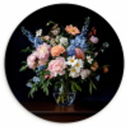 Pastel - Bloemen - Glazen - Vaas Wandcirkel kunststof plaat 5mm dik klein -3d