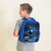 Blauw buitenaards wezentje onder sterrenhemel Kinderrugzak - Blauw middel -sfeer2