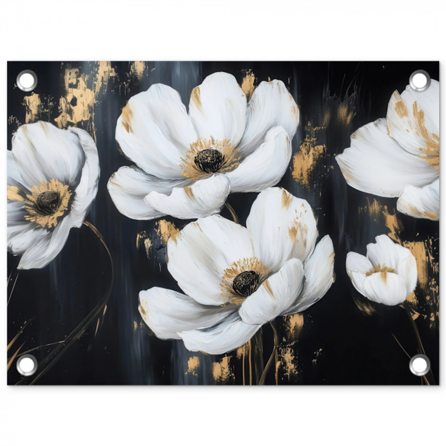 Bloemen - Wit - Abstract tuinposter los doek klein -3d