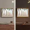 Surfboard - Palmbomen - Kleurrijk Light Box met batterij (Wandlamp) middel -sfeer3