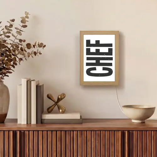 Chef - Japandi - Decoratie - Vintage Light Box met kabel (Tafellamp) klein -sfeer2