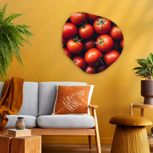 Groente - Rood - Tomaten Wandcirkel Organisch Plexiglas middel -sfeer4