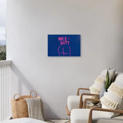 Brutaal - Grappig - Blauw Tuinposter op houten frame 2 cm dik klein -sfeer1