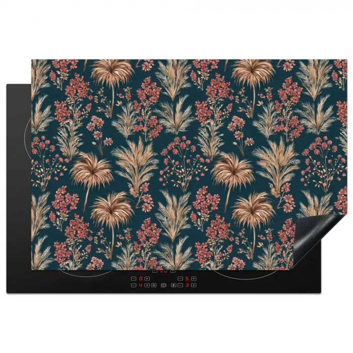 Botanisch - Patroon - Blauw Inductie beschermer vinyl 3mm klein 276 -3d