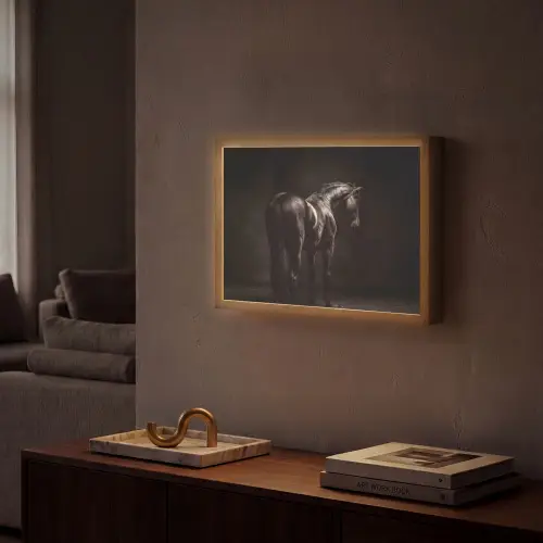 Krachtig - Paard - Donker Light Box met batterij (Wandlamp) middel -sfeer1