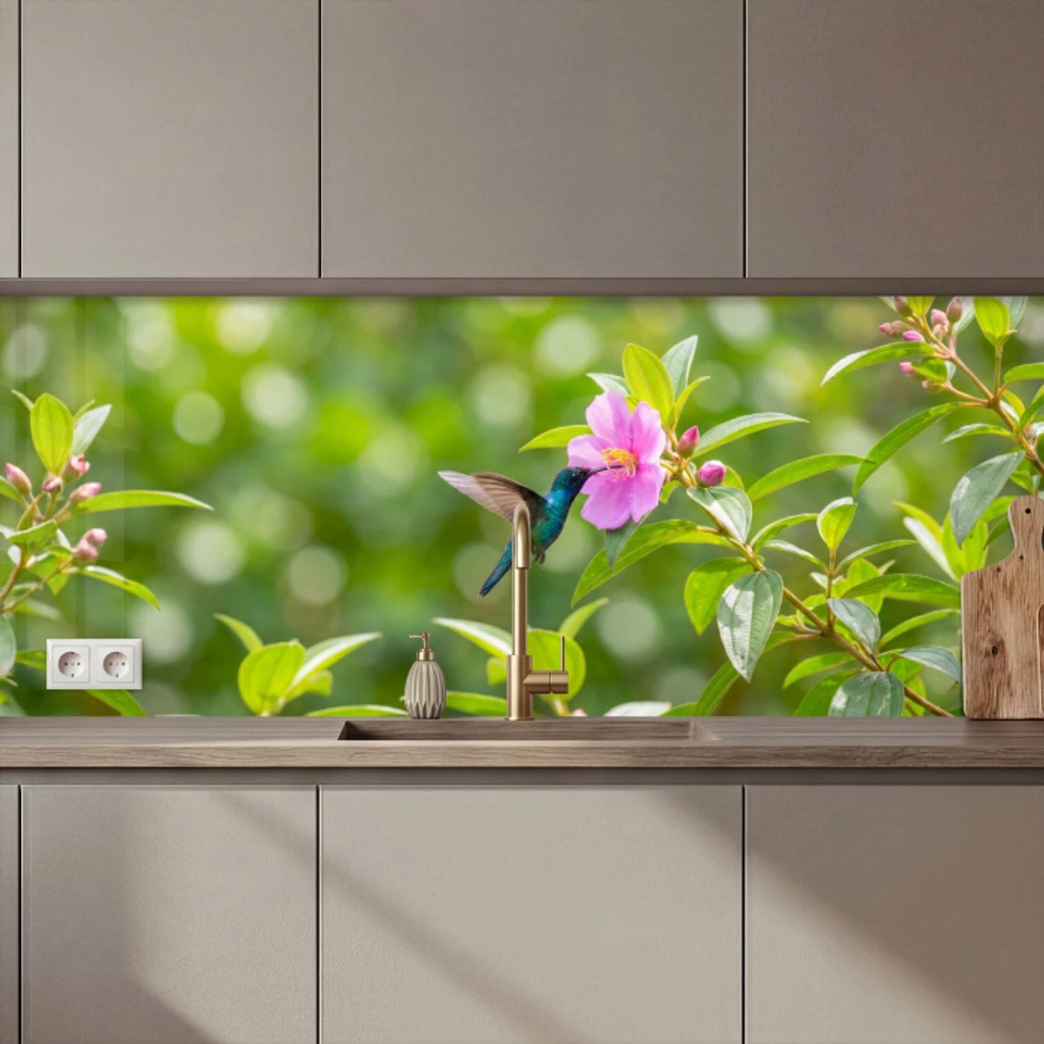Kolibrie - Bloem - Natuur - Groen keuken achterwand 2 middel zz_3dshopping
