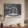 Wasbeer - Cute - Pasta - Tafelkleed - Zwart - Wit Textielframe - compleet frame klein -sfeer3