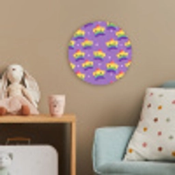 Sterren - Regenboog - Paars Wandcirkel kunststof plaat 5mm dik klein 188 -tsfeer1_kind